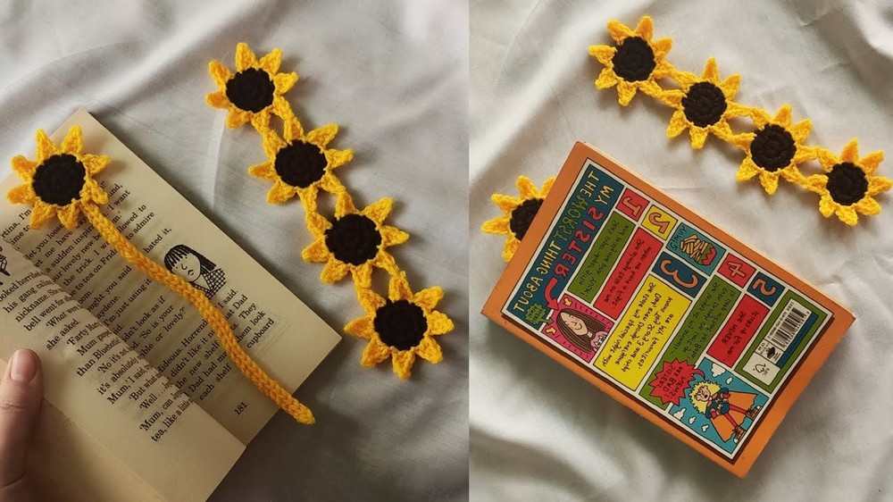 Crochet Sunflower Book Mark Pattern 2