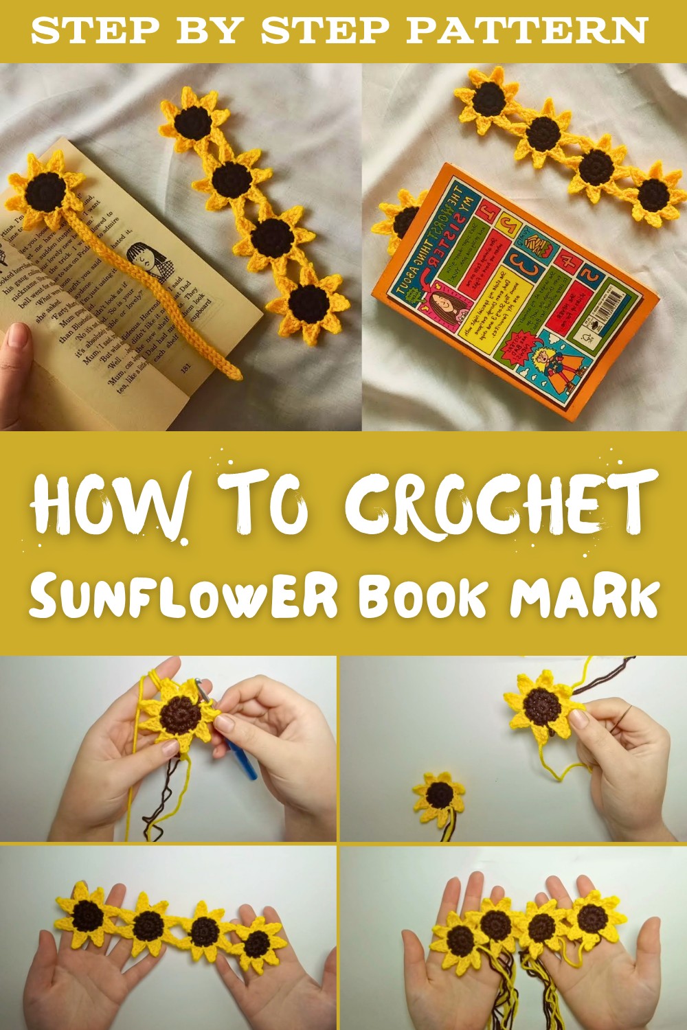 Crochet Sunflower Book Mark Pattern