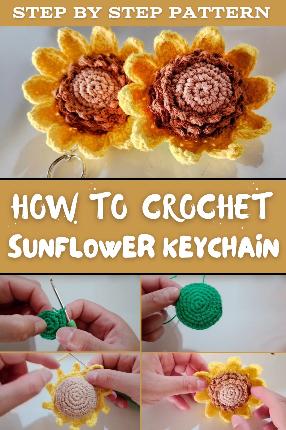 Crochet Sunflower Keychain Pattern