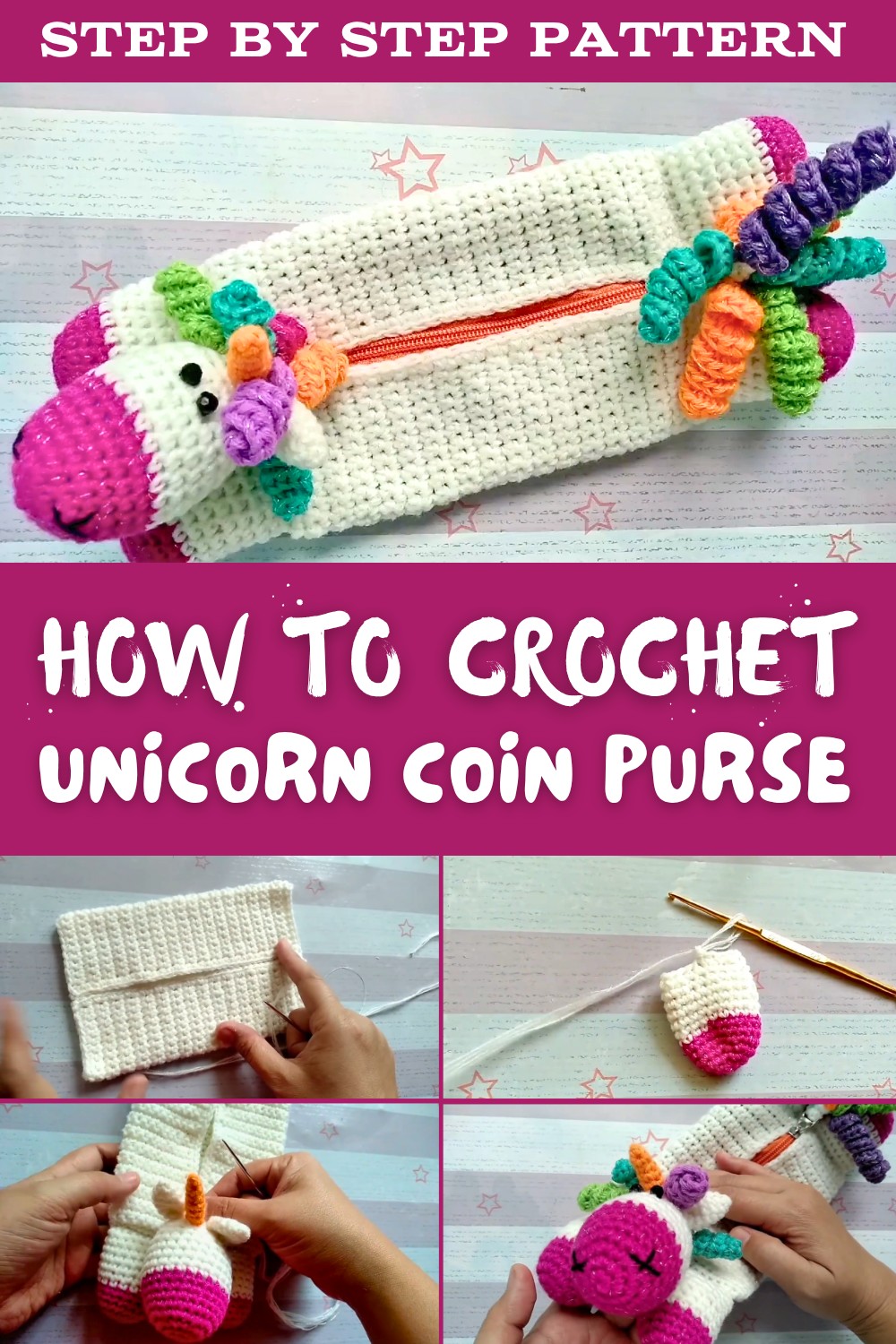 Crochet Unicorn Coin Purse Tutorial