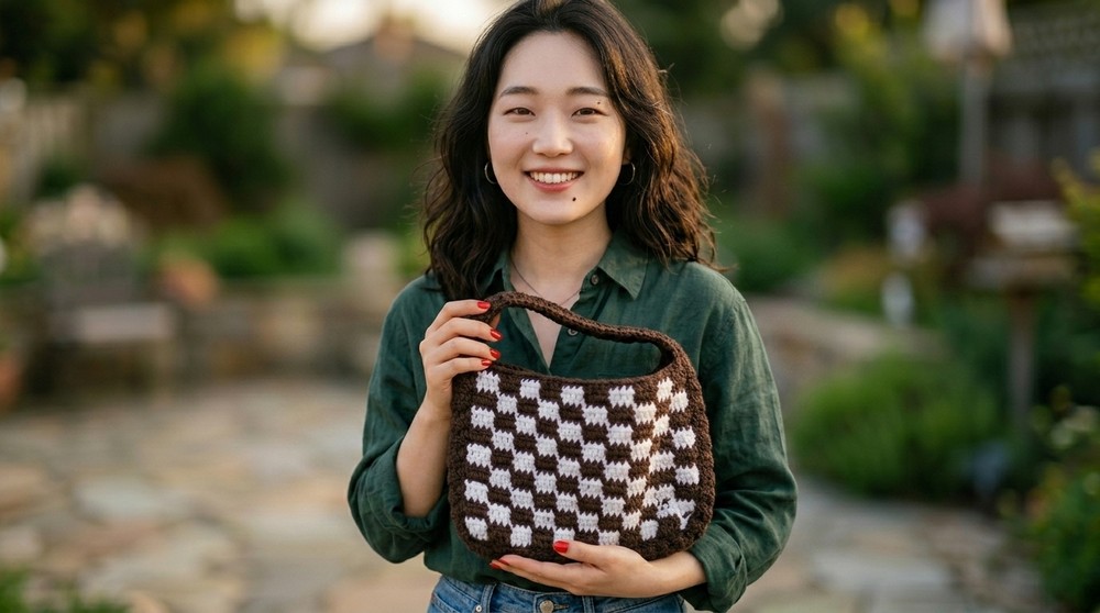 Crochet checkered bag tutorial 2
