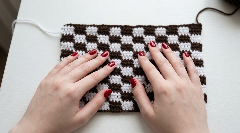 Crochet checkered bag tutorial 5