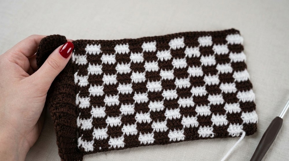 Crochet checkered bag tutorial 7