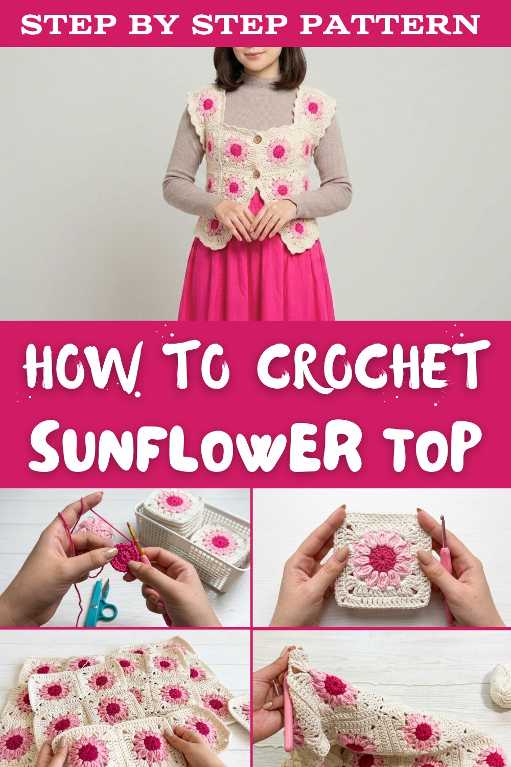Crochet sunflower top