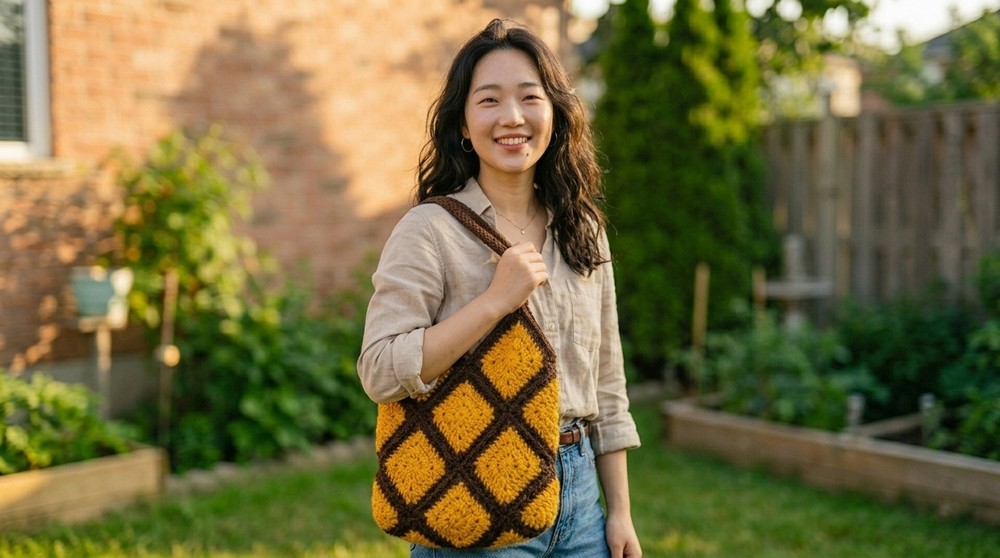 Crochet granny square bag tutorial 2