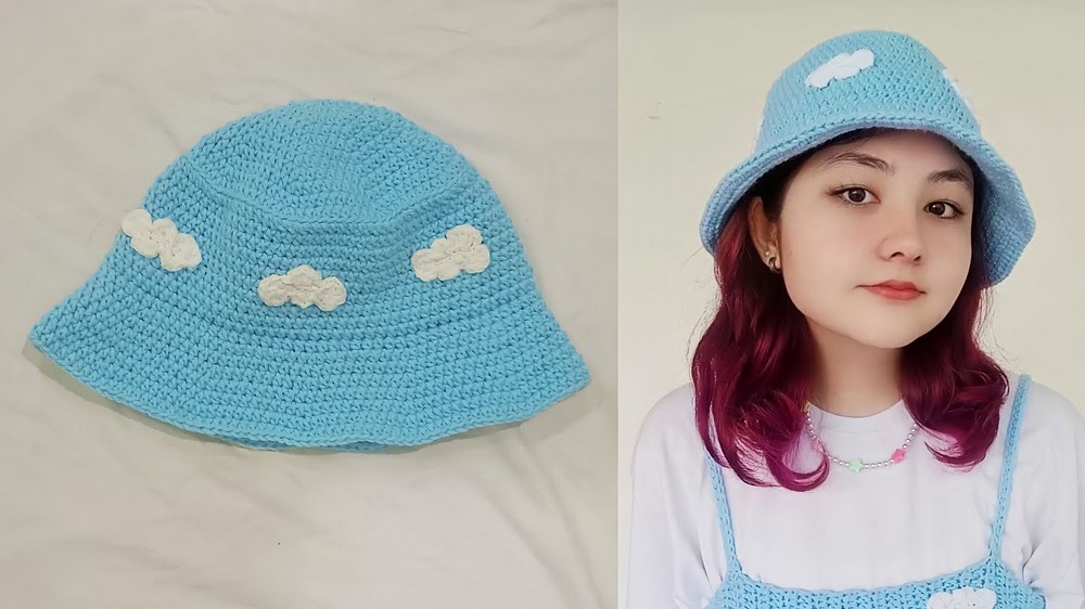 Easy Crochet Cloud Bucket Hat Tutorial 2