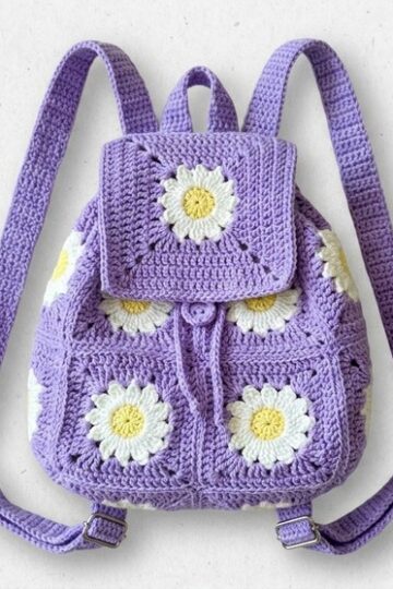 Easy Crochet Daisy Granny Square Backpack Pattern 2
