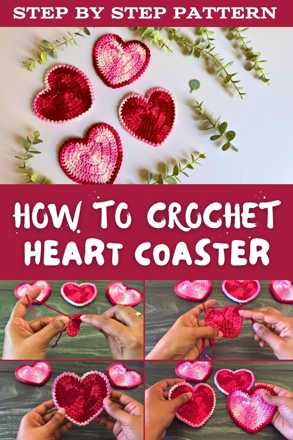 Easy Crochet Heart Coaster Tutorial Step By Step
