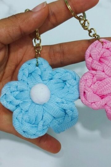Free Crochet Flower Keychain Pattern 2