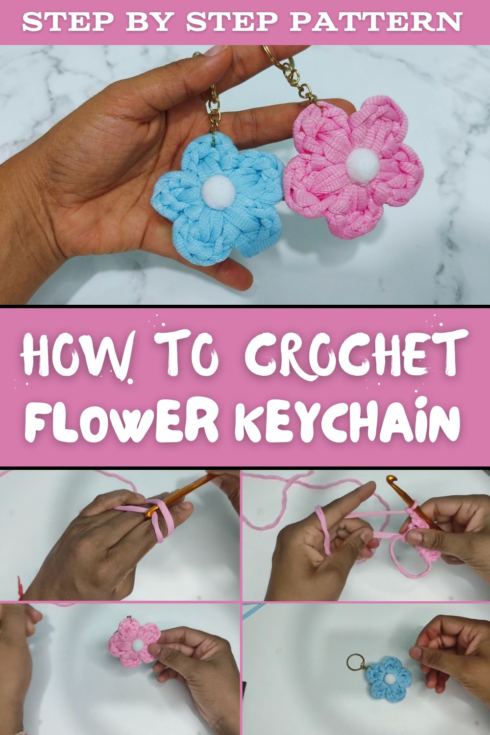Free Crochet Flower Keychain Pattern