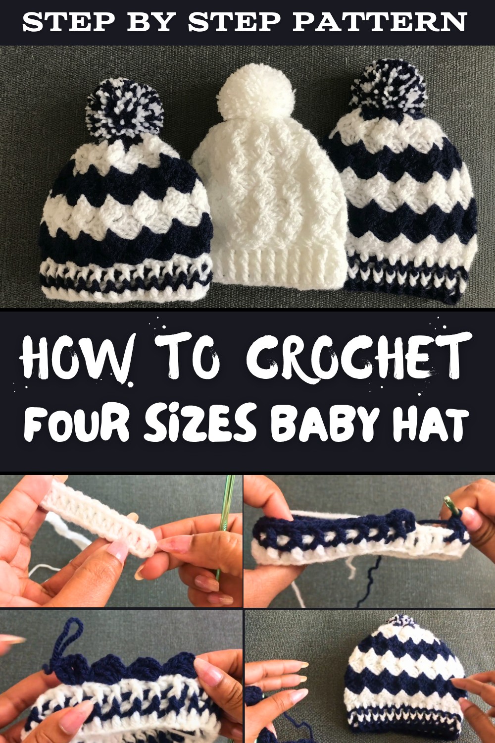 Free Crochet Four Sizes Baby Hat Pattern