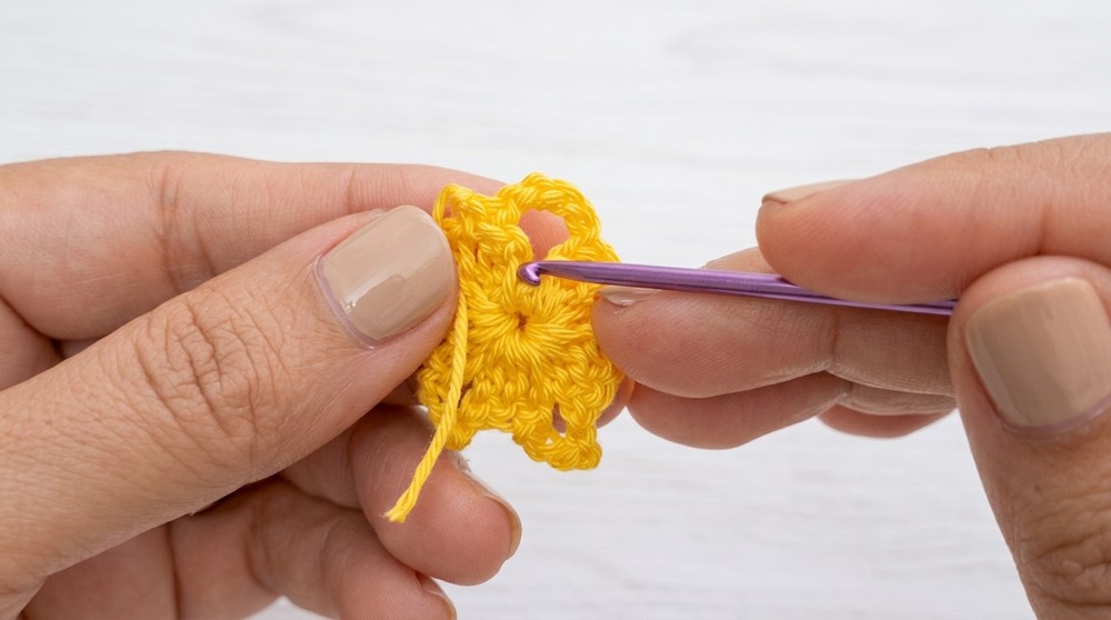 Two-tiered crochet rose