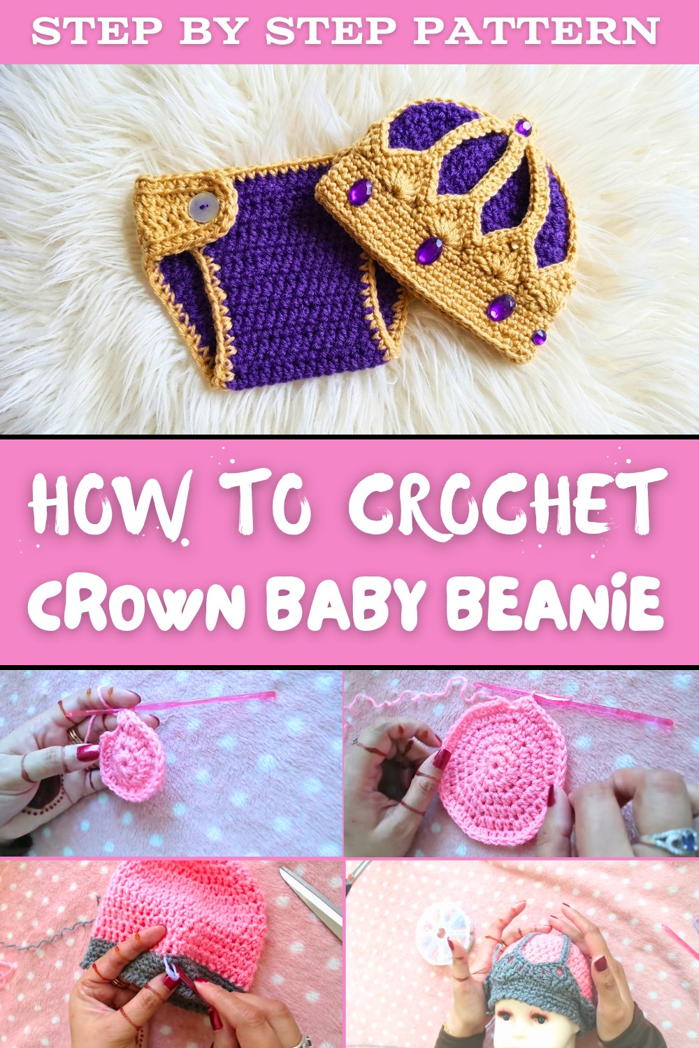 How To Crochet Crown Baby Beanie