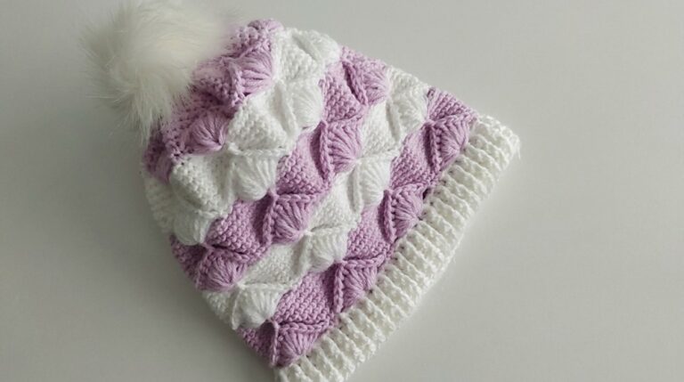 How To Crochet Fan Stitch Beanie Pattern 7