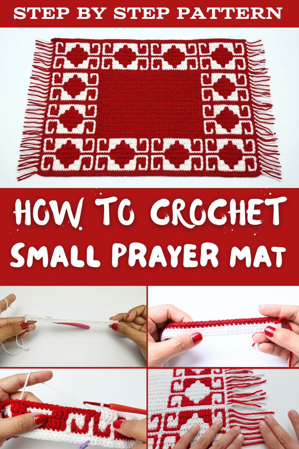 How To Crochet Mosaic (Multiple of 23) - How to Crochet a Face Prayer Mat, Small Prayer Mat - Small Prayer Mat 1
