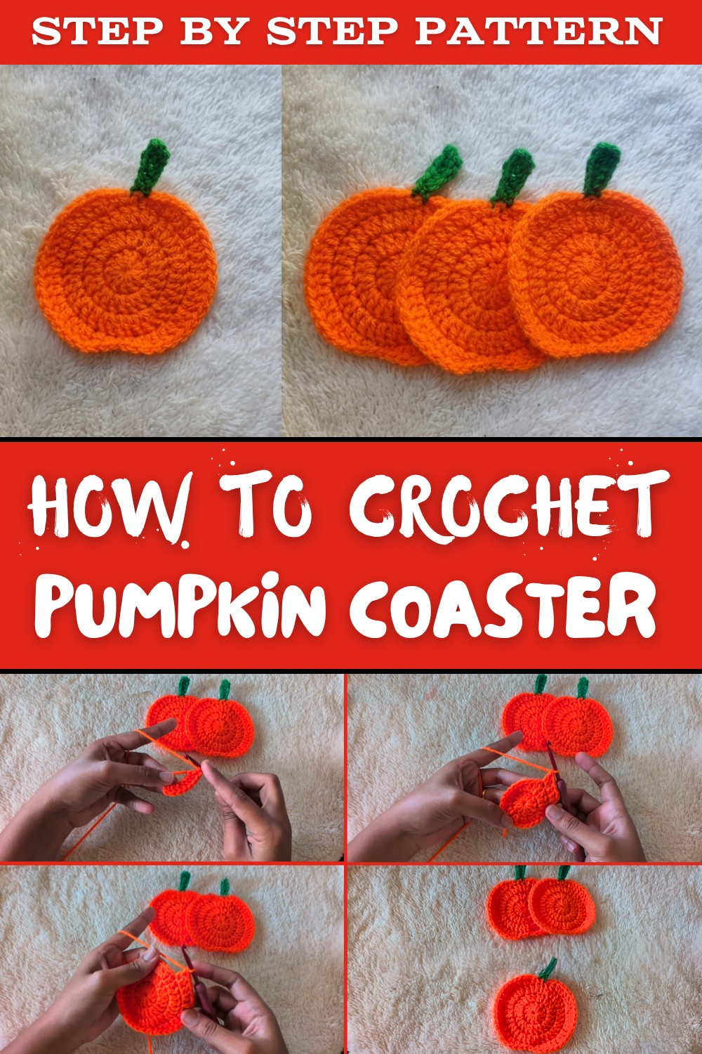 How to Crochet Pumpkin Coaster Pattern