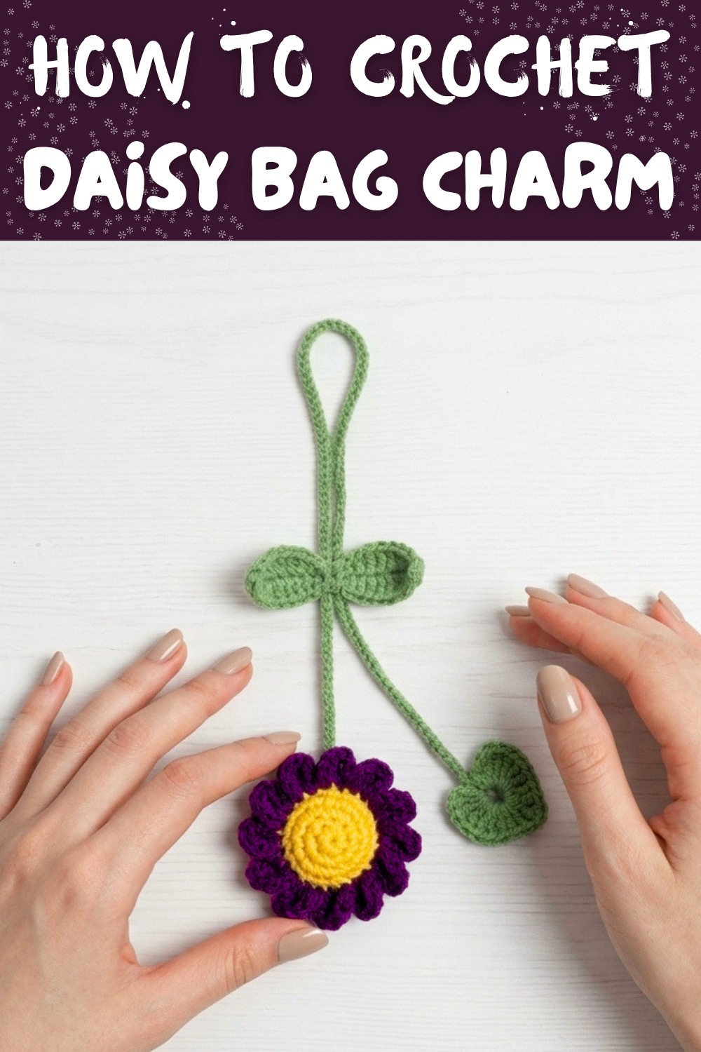 Crochet daisy flower bag charm