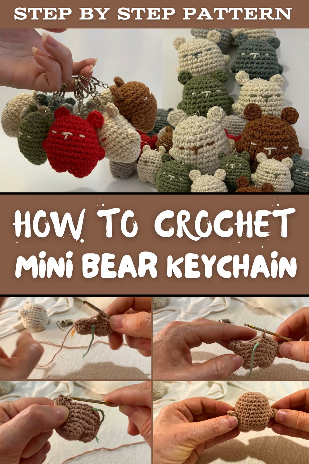 How to Mini Crochet Bear Keychain Pattern
