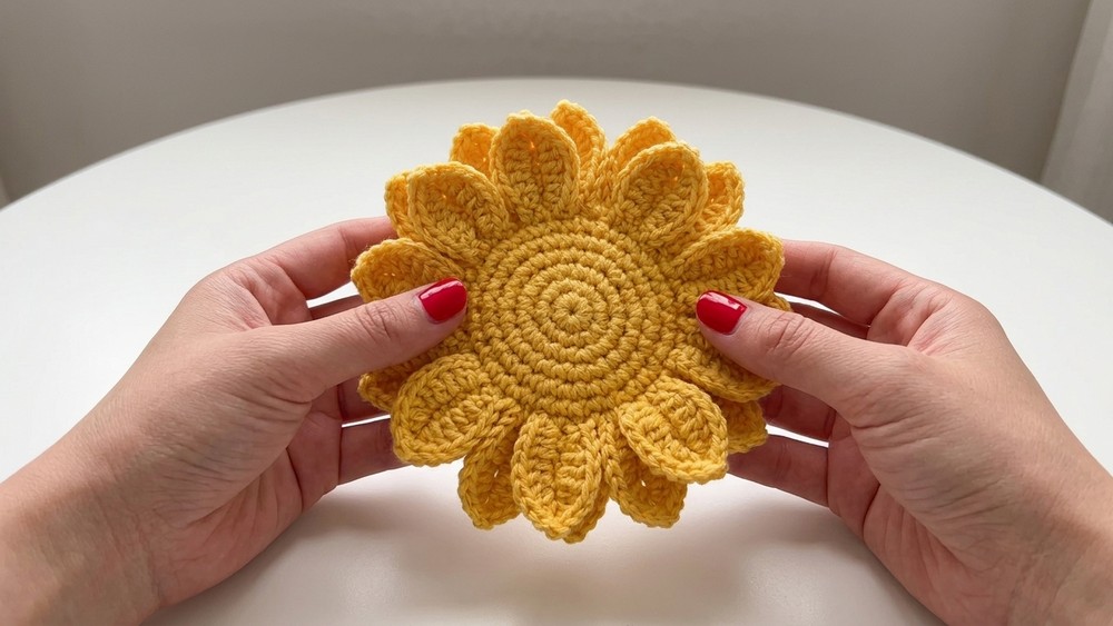 How to crochet a sunflower 5