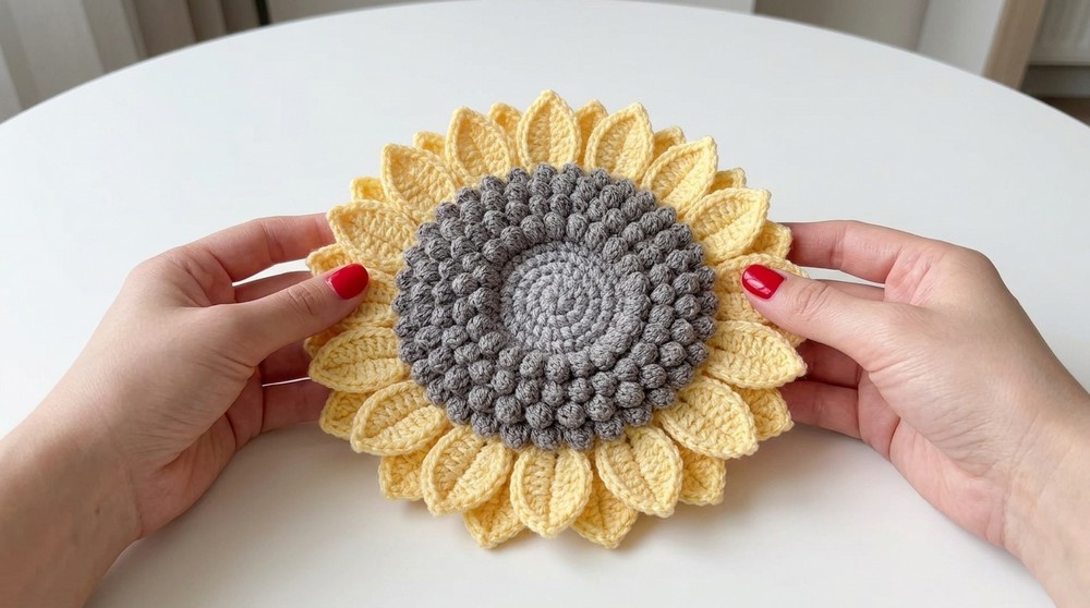 How to crochet a sunflower 7