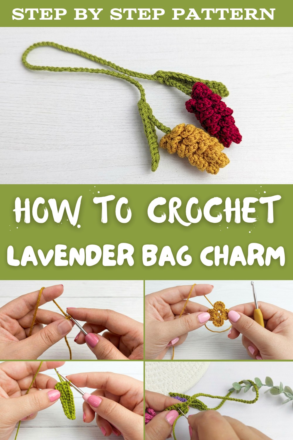 How to crochet lavender bag charm
