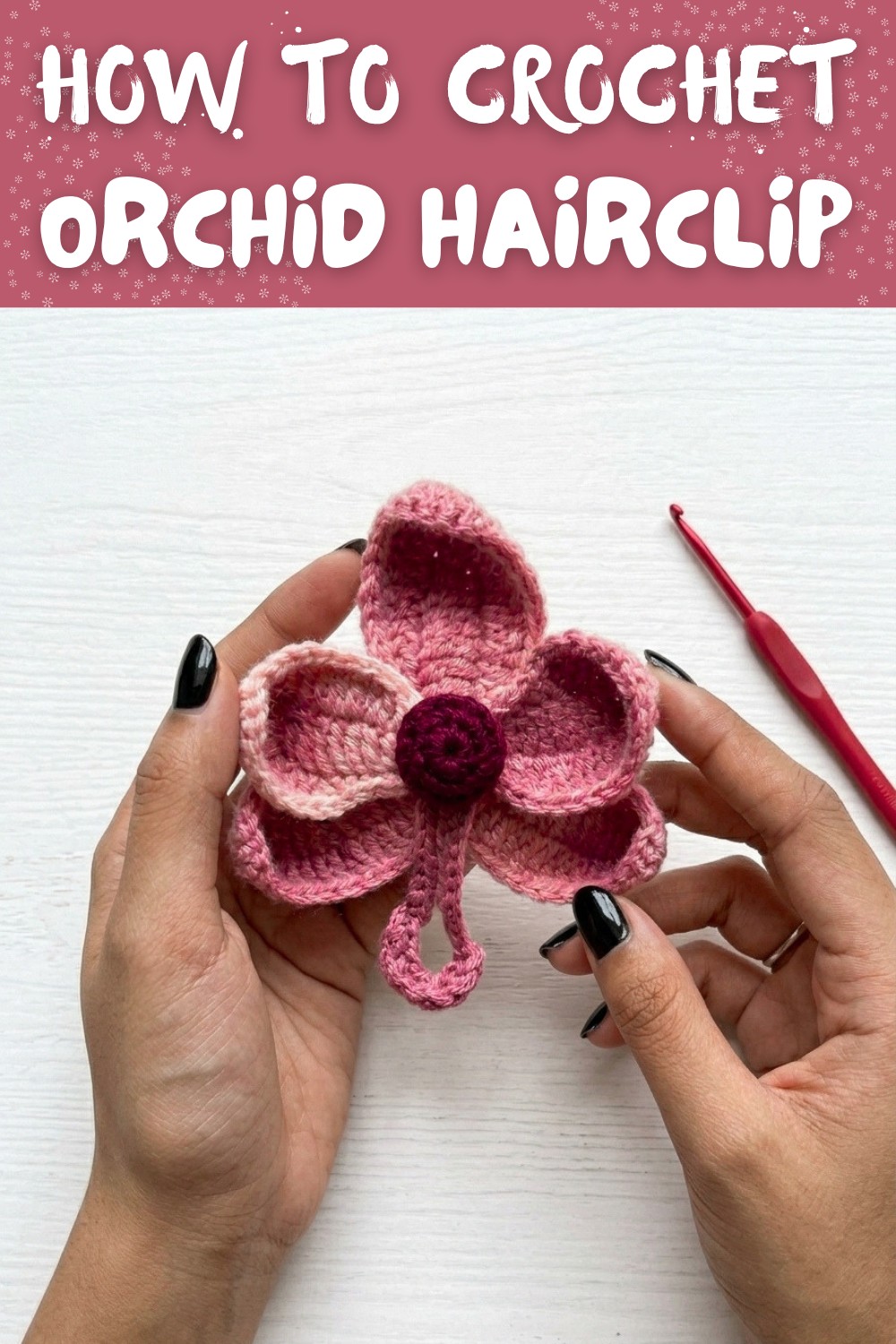 How to crochet orchid hairclip
