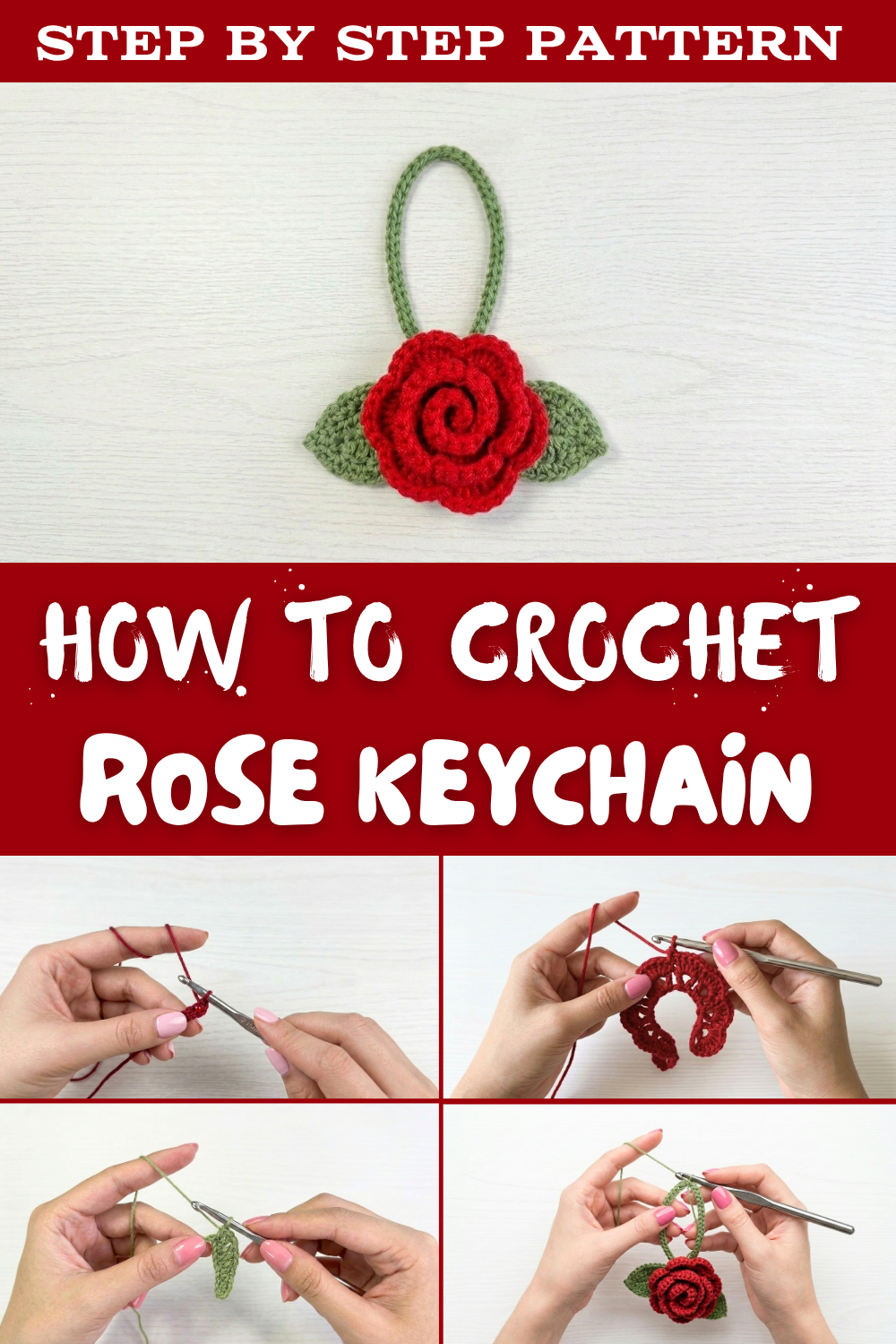 How to crochet rose keychain