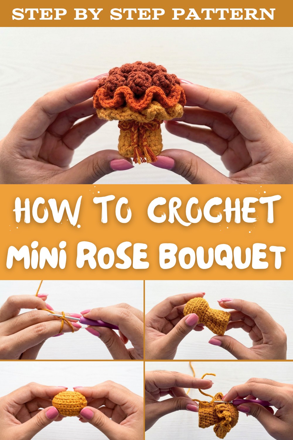 Mini Rose Bouquet Crochet Tutorial