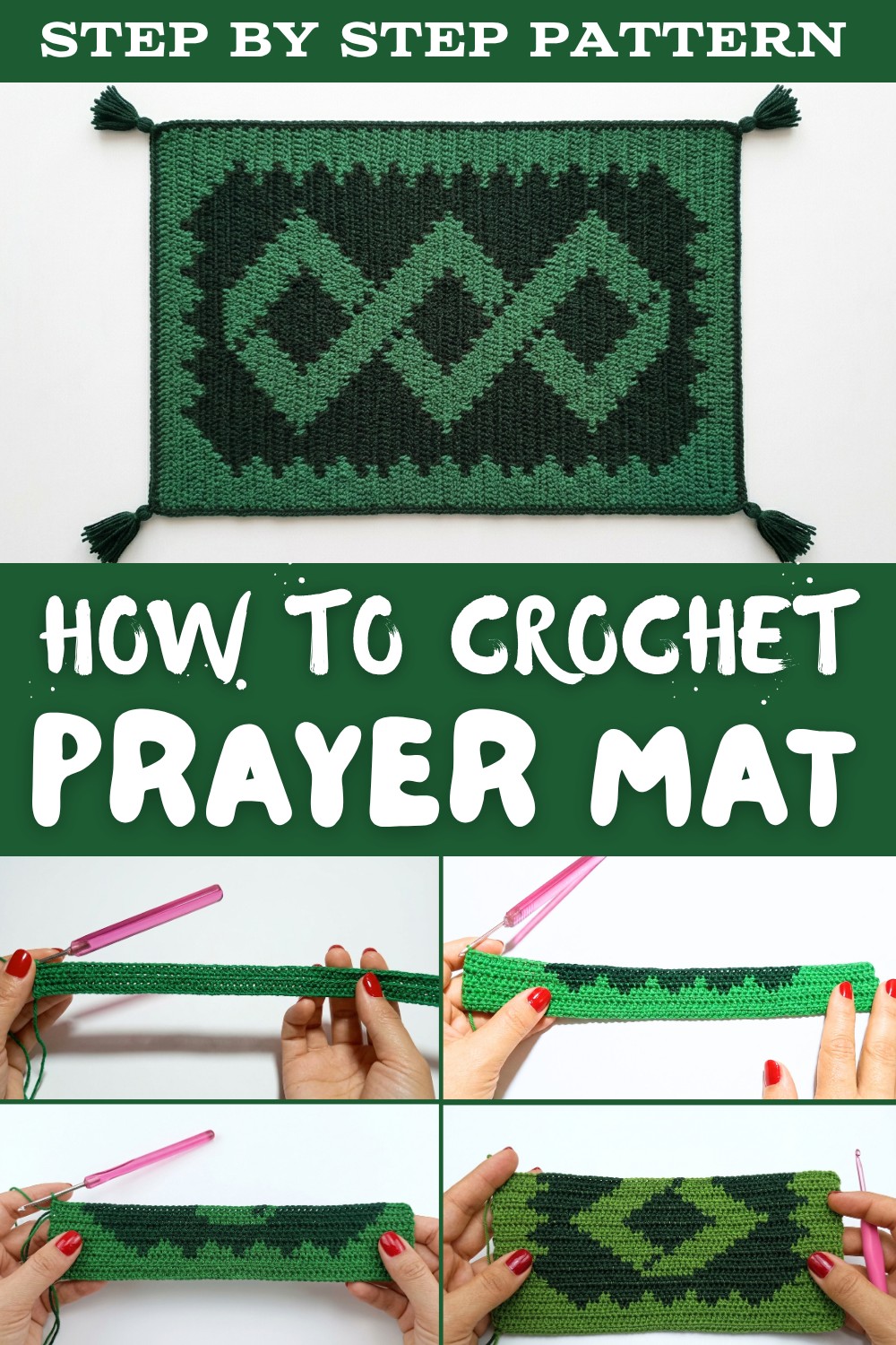 TUTORIAL MERAJUT SAJADAH TRAVELING (SAJADAH MUKA) CROCHET PRAYER MAT 1