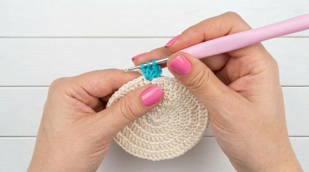 Crocheted flower coaster