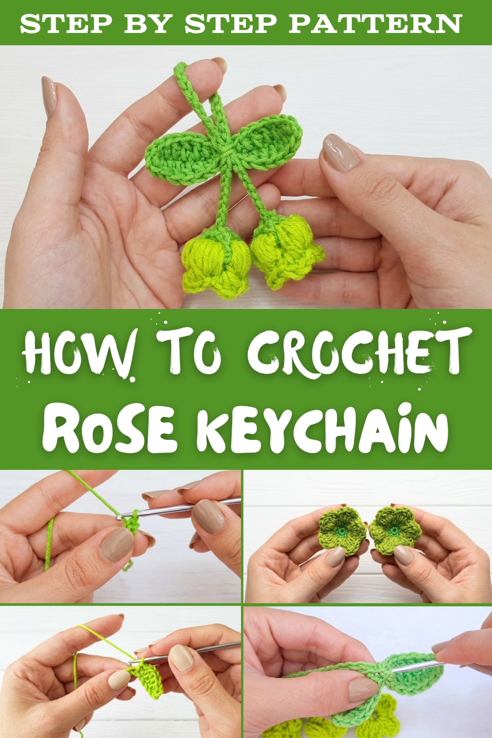 crochet rose keychain