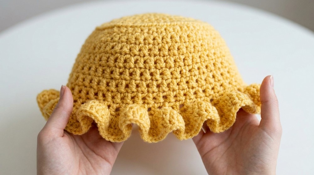 how to make a crochet bucket w ruffles 💙🧢 (beginner friendly) Alyssia's Stitches 7