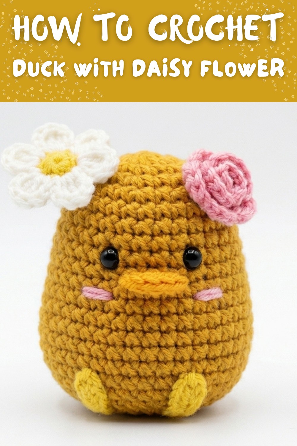 ✨ Cute Crochet Duck 🦆 with Daisy Flower 🌼 Easy Amigurumi Tutorial for Beginners