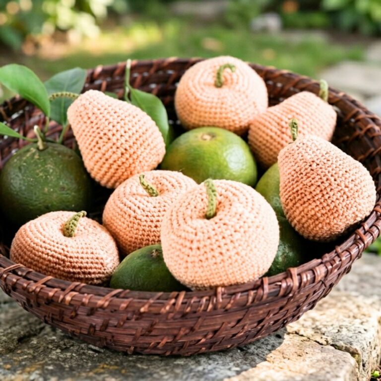 Amigurumi pear - Green fruit basket 7