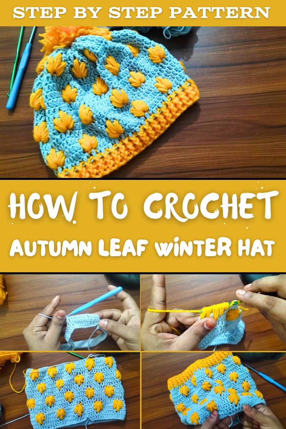 Crochet Autumn Leaf Winter Hat Pattern