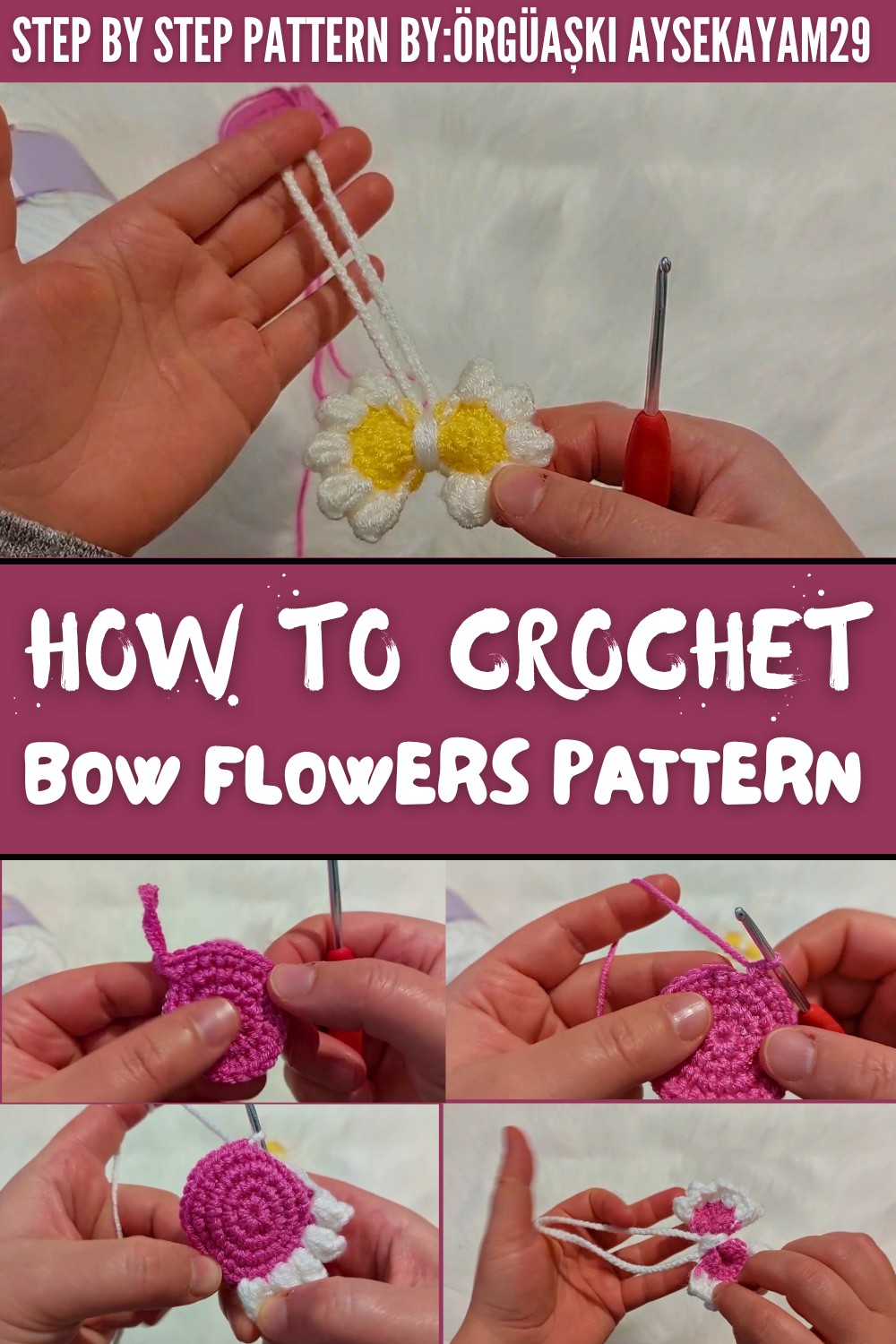 Crochet Bow Flowers Pattern