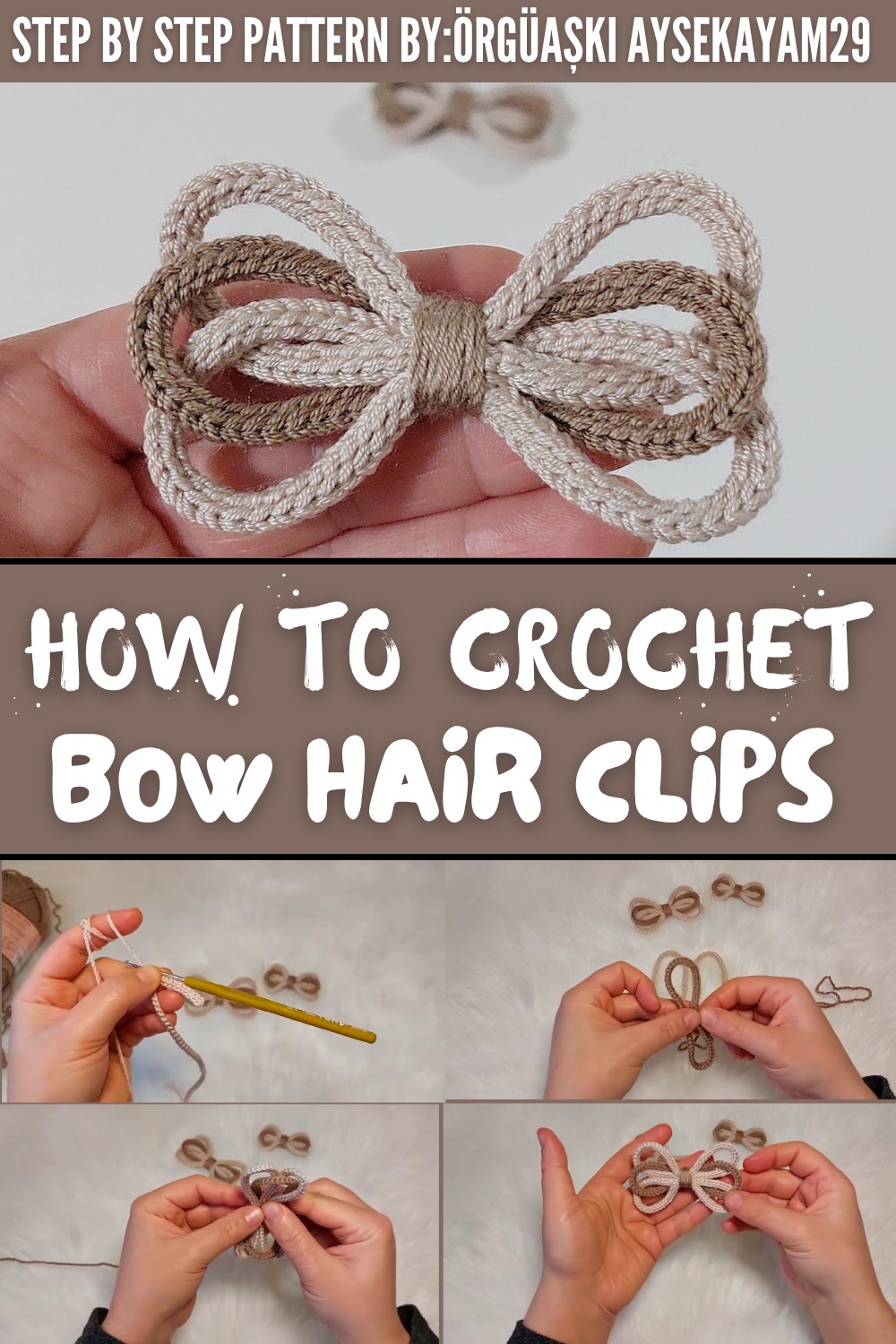 Crochet Bow Hair Clips Pattern