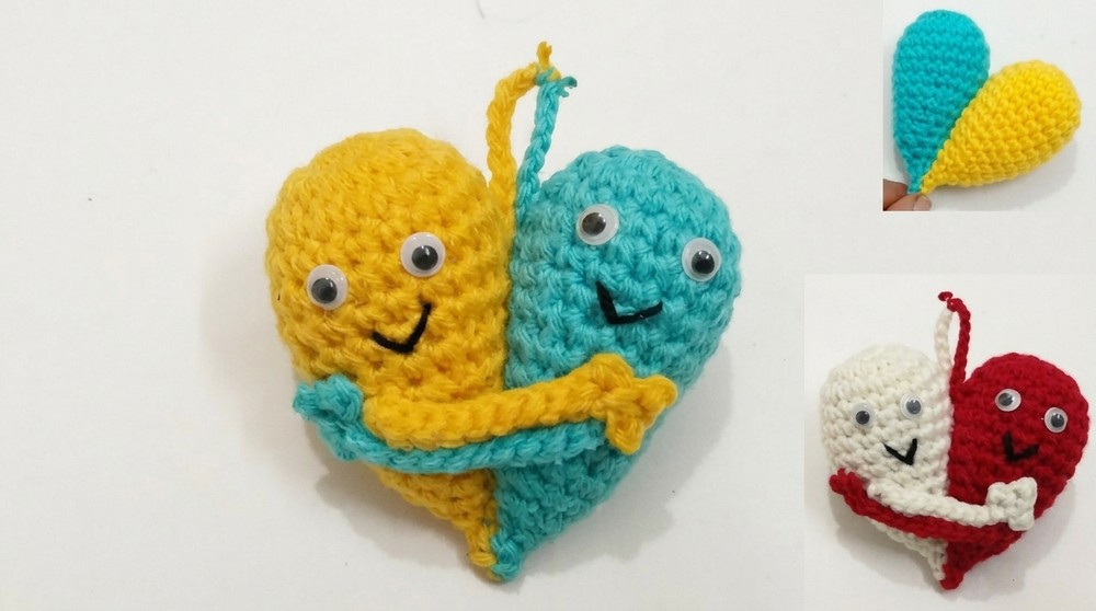 Crochet Couple Heart Keychain Pattern 11