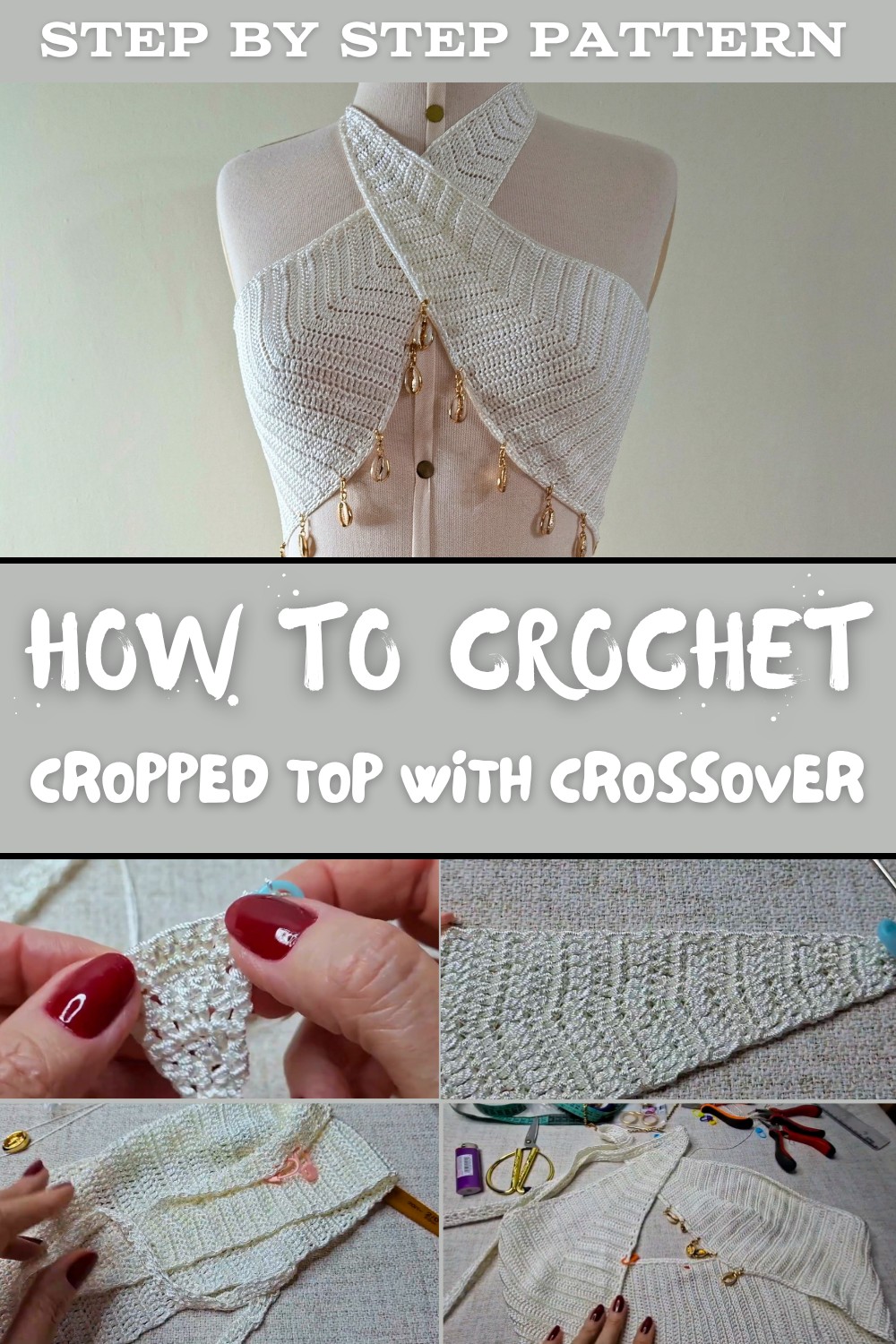 Crochet Cropped Top With Crossover Pattern