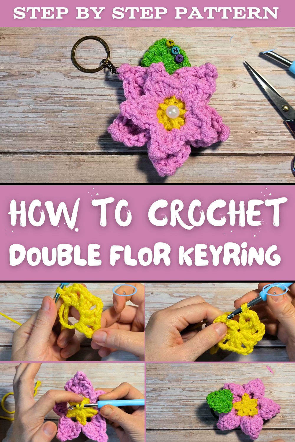 Crochet Double Flor Keyring Pattern
