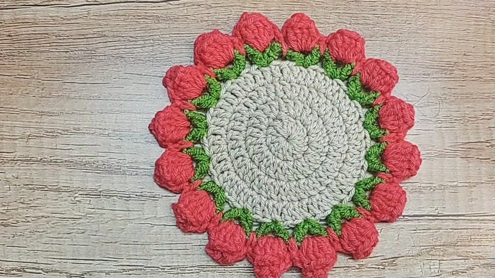 Crochet Flower Bouquet Coaster Pattern 9