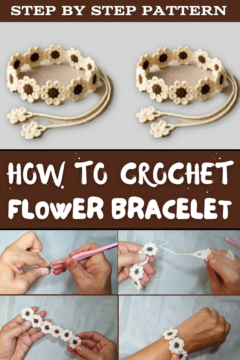 Crochet Flower Bracelet Pattern