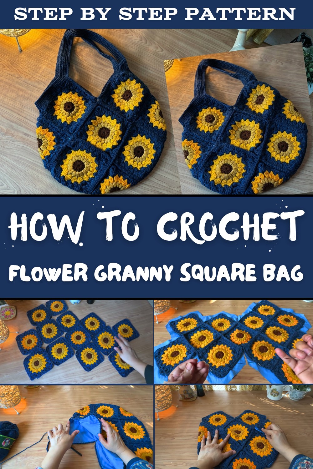 Crochet Flower Granny Square Bag Pattern