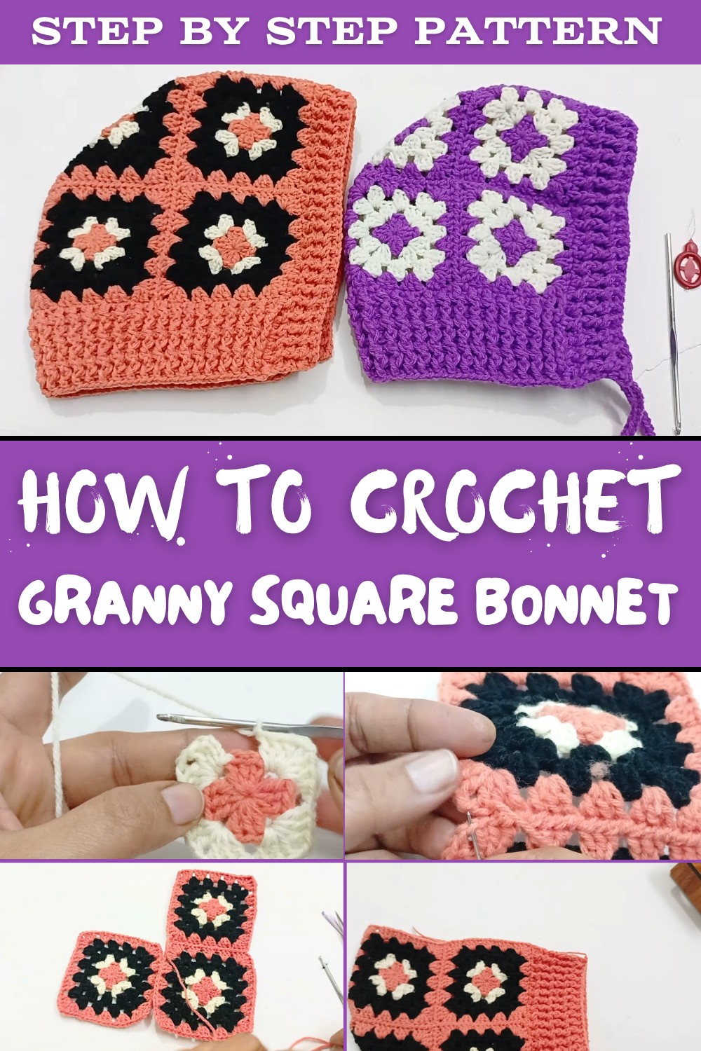 Crochet Granny Square Bonnet Pattern