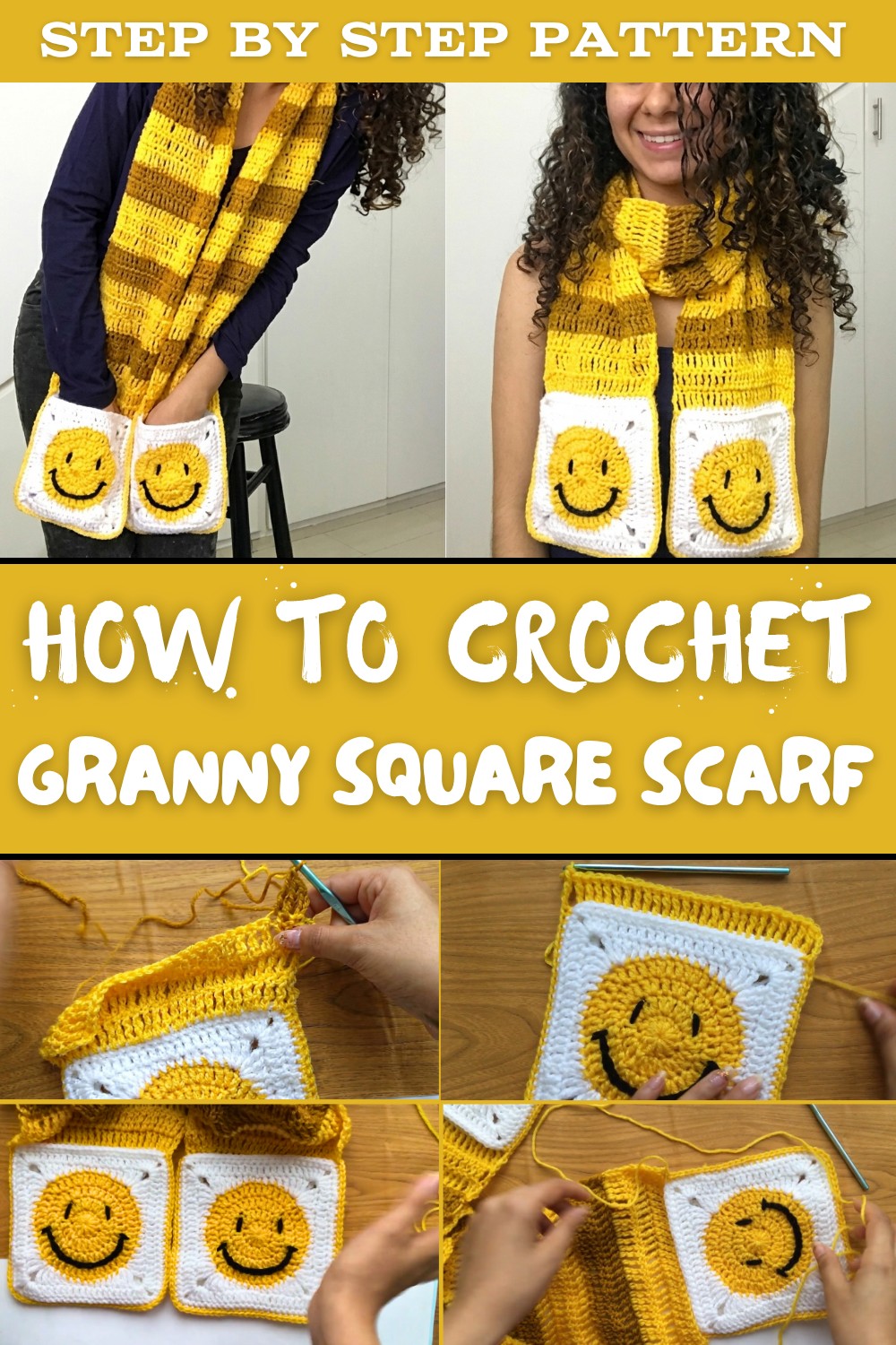 Crochet Granny Square Scarf
