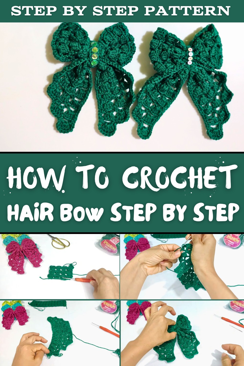 Crochet Hair Bow Step By Step Pattern