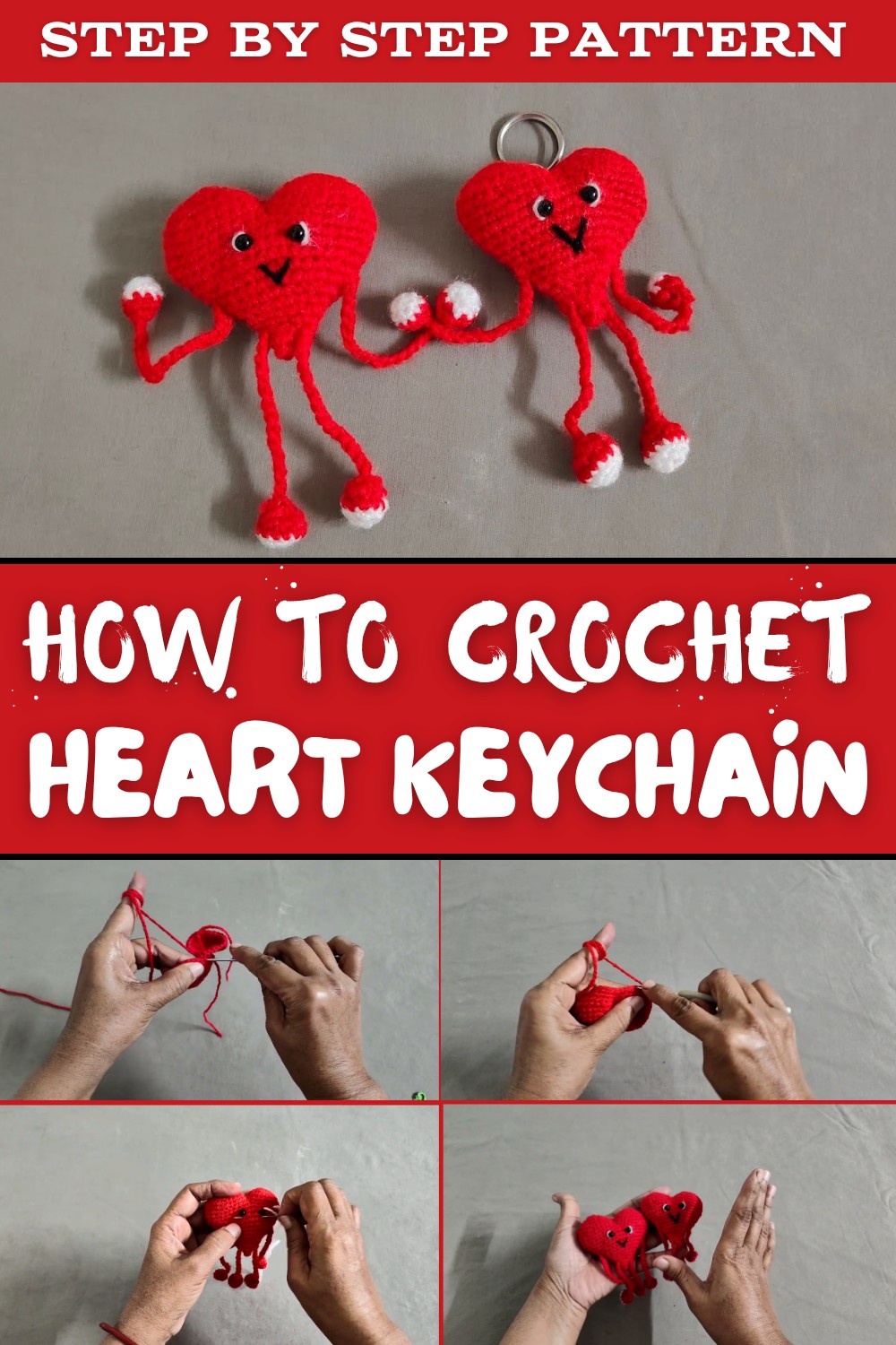 Crochet Heart Keychain Pattern