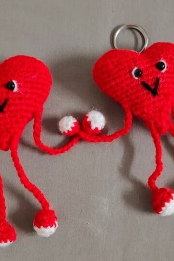 Crochet Heart Keychain Pattern 2