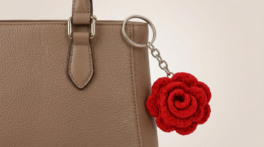 Crochet Rose Keychain Pattern 3