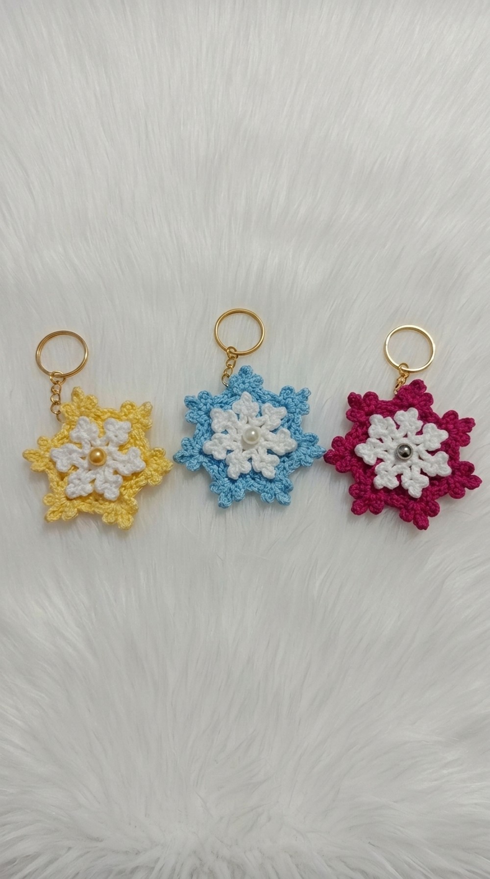 Crochet Snowflake Flower Keychain Pattern 3